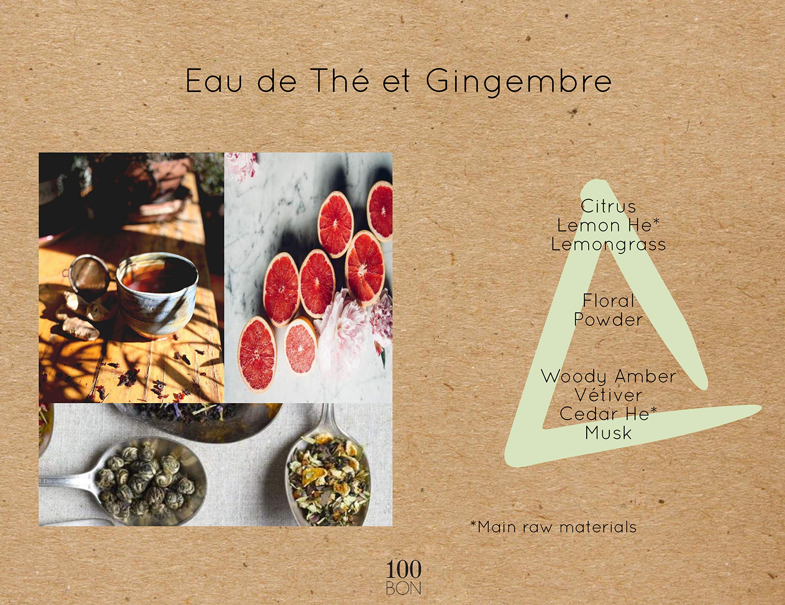 100BON Eau De The & Gingembre – Tea & Ginger Fragrance for Women & Men – Energizing Organic Fragrance - Sweet, Citrus & Spicy Notes Fragrance - 100% Natural Fragrance Spray, 0.5 Fl Oz
